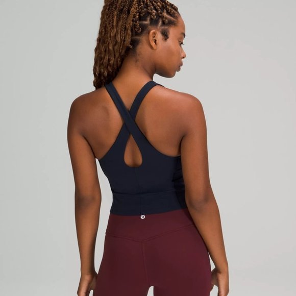 lululemon athletica Tops - Lululemon Key to Balance Tank Top High Neck Crisscross Back Active Navy Size 2